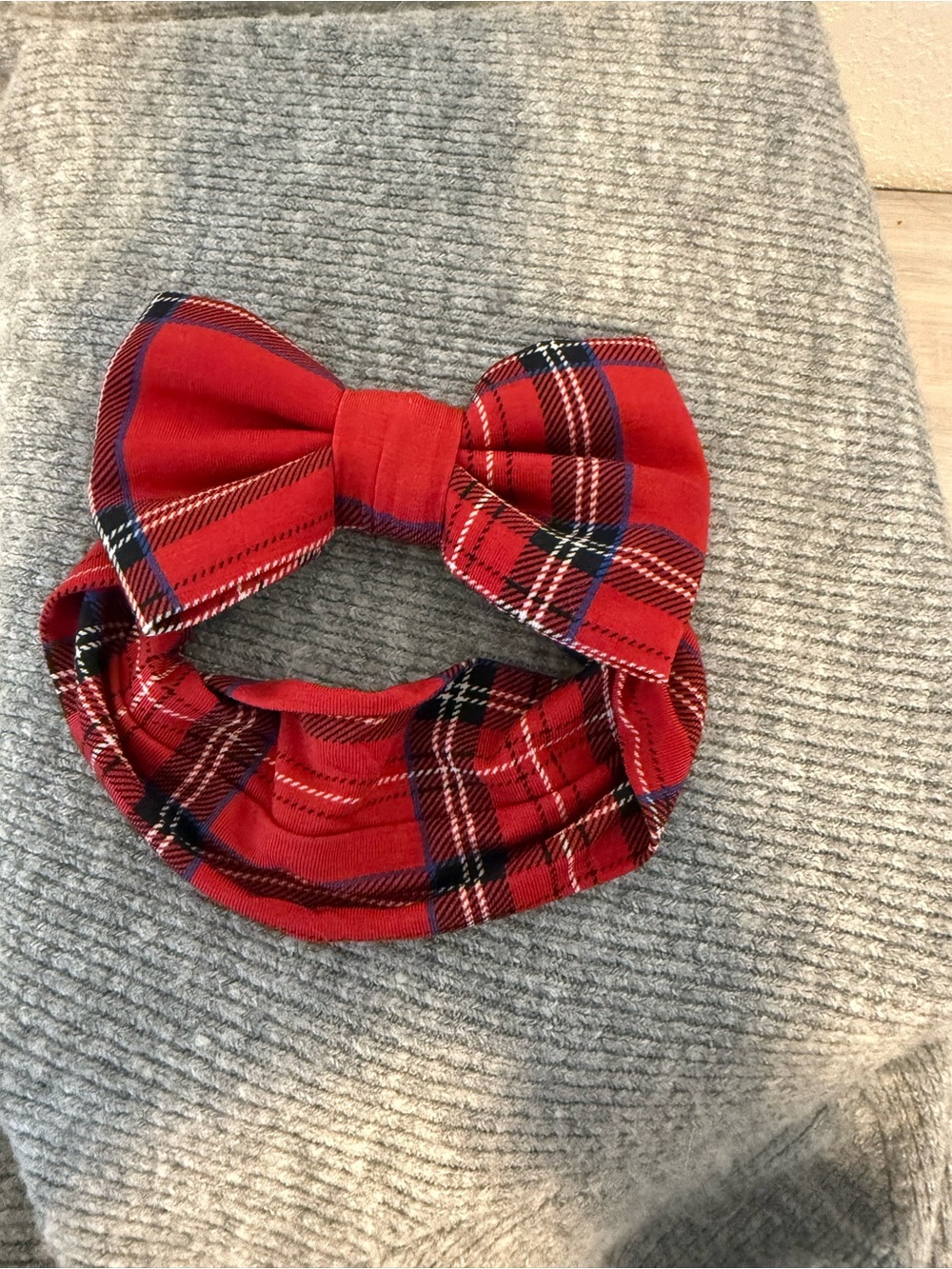Little Sleepies Bamboo Christmas Red Plaid Bow Headwrap